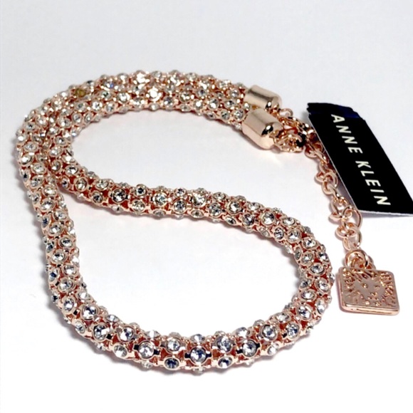 Anne Klein Rose Gold Tone Pave Crystal Necklace - Picture 10 of 16